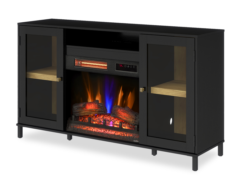 Cayman 54” Contemporary Electric Fireplace TV Stand for TVs up to 58” – Dark Walnut