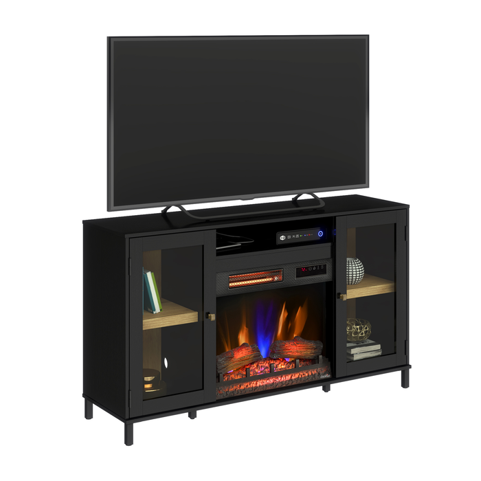 Cayman 54” Contemporary Electric Fireplace TV Stand for TVs up to 58” – Dark Walnut