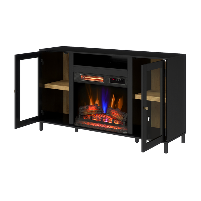 Cayman 54” Contemporary Electric Fireplace TV Stand for TVs up to 58” – Dark Walnut