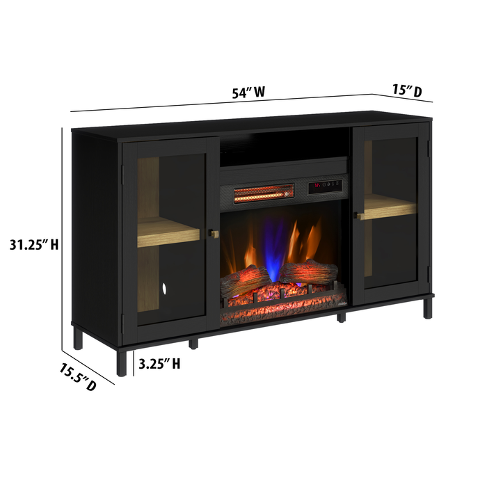 Cayman 54” Contemporary Electric Fireplace TV Stand for TVs up to 58” – Dark Walnut