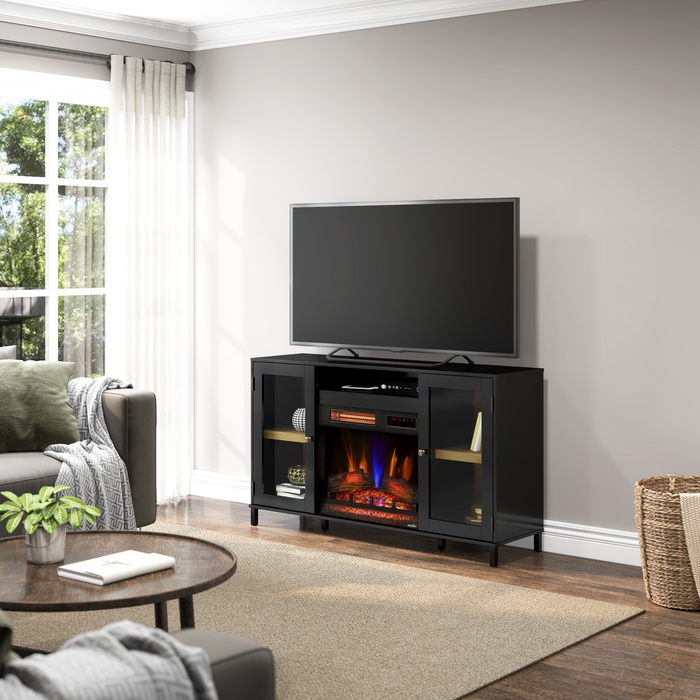 Cayman 54” Contemporary Electric Fireplace TV Stand for TVs up to 58” – Dark Walnut