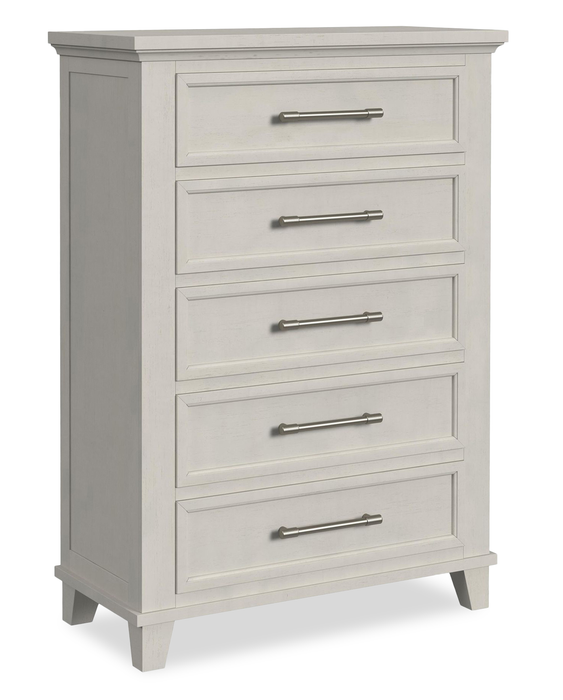 Celine Bedroom Chest of Drawers, 5-Drawer, 35\"W x 51\"H – Ivory