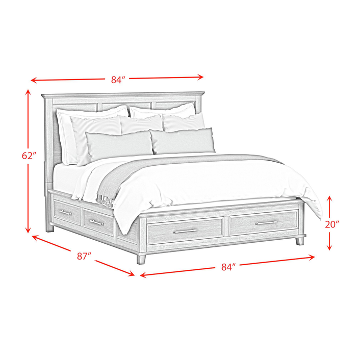 Celine Platform Storage Bed with Headboard & Frame, Ivory - King Size