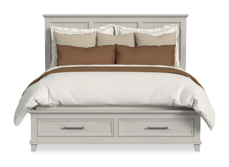 Celine Platform Storage Bed with Headboard & Frame, Ivory - King Size