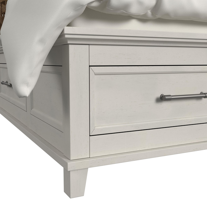 Celine Platform Storage Bed with Headboard & Frame, Ivory - Queen Size