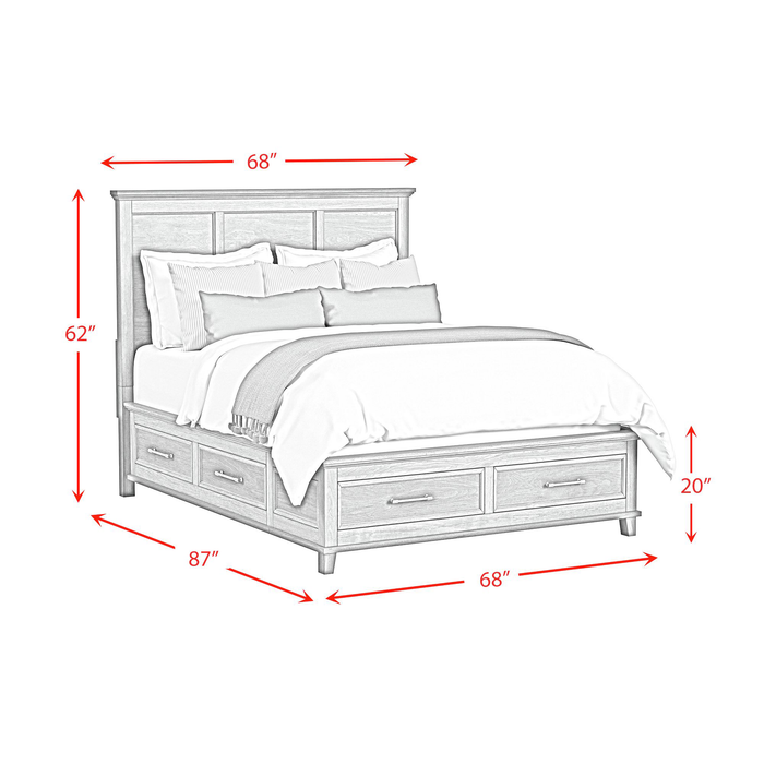 Celine Platform Storage Bed with Headboard & Frame, Ivory - Queen Size