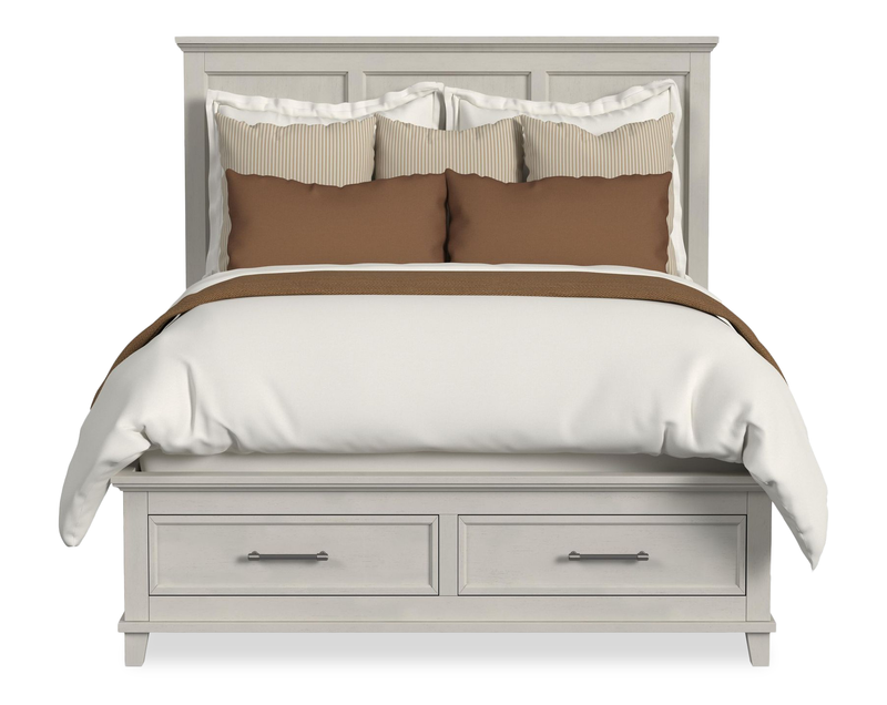 Celine Platform Storage Bed with Headboard & Frame, Ivory - Queen Size
