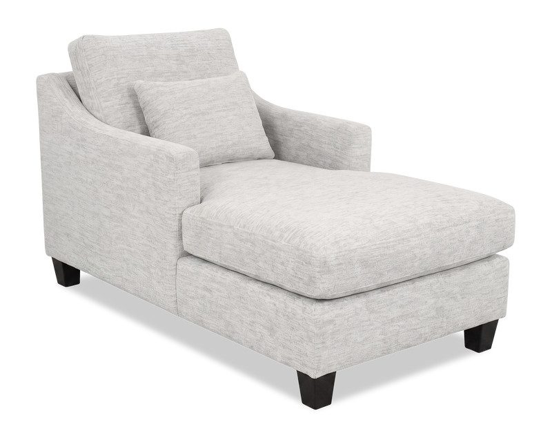 Made in Canada Sofa Lab Customizable 36\" Fabric Accent Chaise with Wood Legs – Plush Oyster  