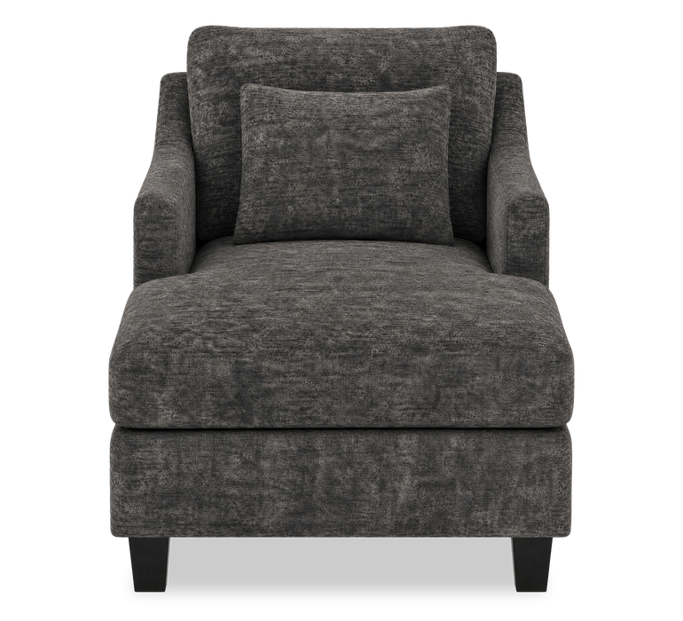 Made in Canada Sofa Lab Customizable 36\" Fabric Accent Chaise with Wood Legs – Plush Charcoal  