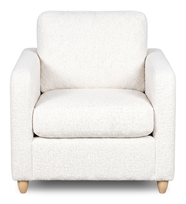 Made in Canada Sofa Lab Customizable Club 36\" Fabric Accent Chair with Wood Legs – Teddy Snow