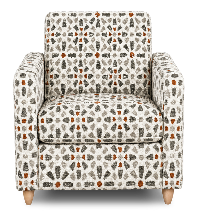 Made in Canada Sofa Lab Customizable Club 36\" Fabric Accent Chair with Wood Legs – Copper Accent Fabric 