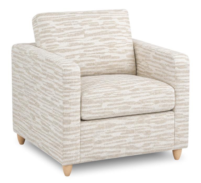 Made in Canada Sofa Lab Customizable Club 36\" Fabric Accent Chair with Wood Legs – Bisque Accent Fabric 