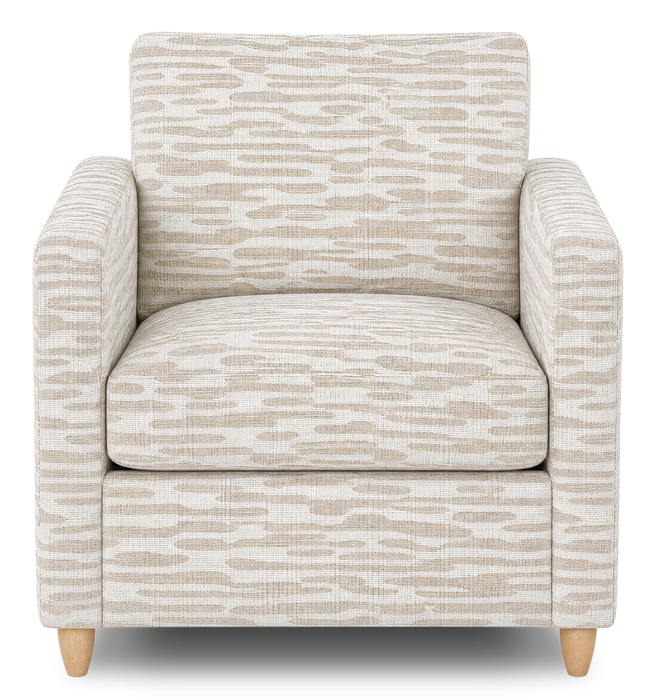 Made in Canada Sofa Lab Customizable Club 36\" Fabric Accent Chair with Wood Legs – Bisque Accent Fabric 