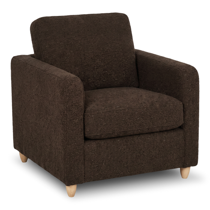 Made in Canada Sofa Lab Customizable Club 36\" Fabric Accent Chair with Wood Legs – Teddy Walnut