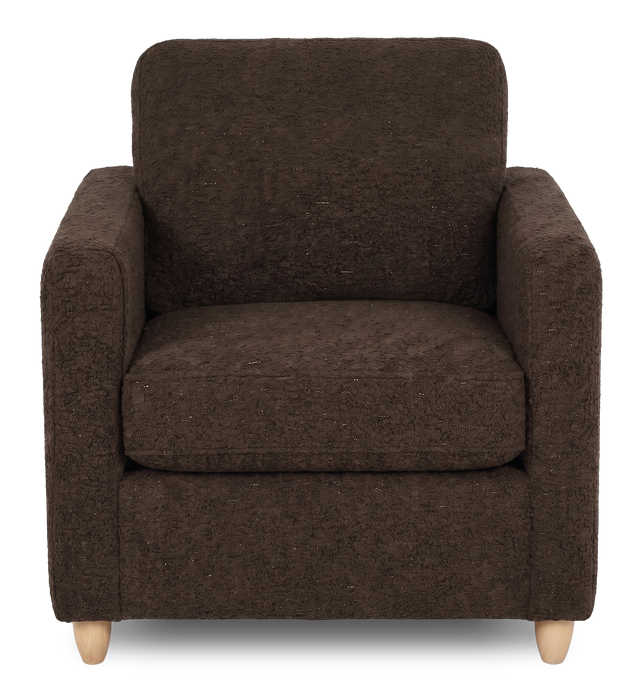 Made in Canada Sofa Lab Customizable Club 36\" Fabric Accent Chair with Wood Legs – Teddy Walnut