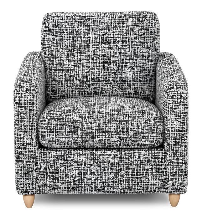 Made in Canada Sofa Lab Customizable Club 36\" Fabric Accent Chair with Wood Legs – Jet Accent Fabric 