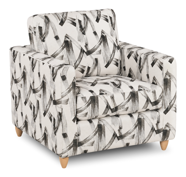 Made in Canada Sofa Lab Customizable Club 36\" Fabric Accent Chair with Wood Legs – Stormy Accent Fabric 