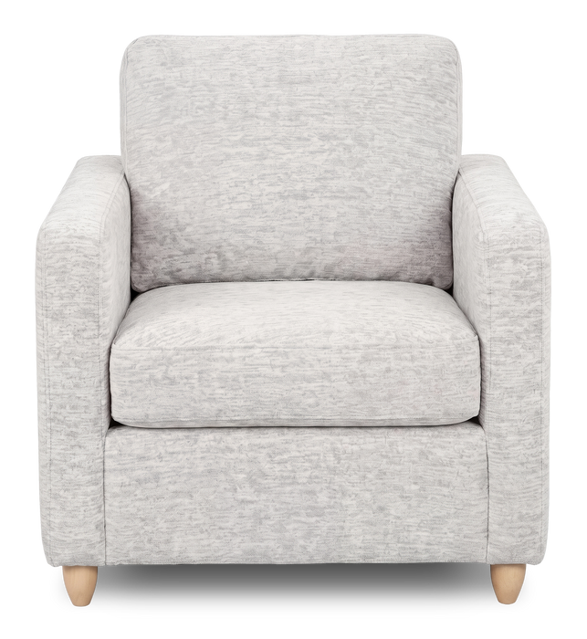 Made in Canada Sofa Lab Customizable Club 36\" Fabric Accent Chair with Wood Legs – Plush Oyster