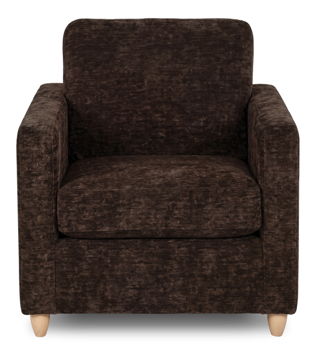Made in Canada Sofa Lab Customizable Club 36\" Fabric Accent Chair with Wood Legs – Plush Chocolate