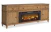 Clyde 81” Electric Fireplace TV Stand with Storage and Cable Management for TVs up to 90” – Golden Oak