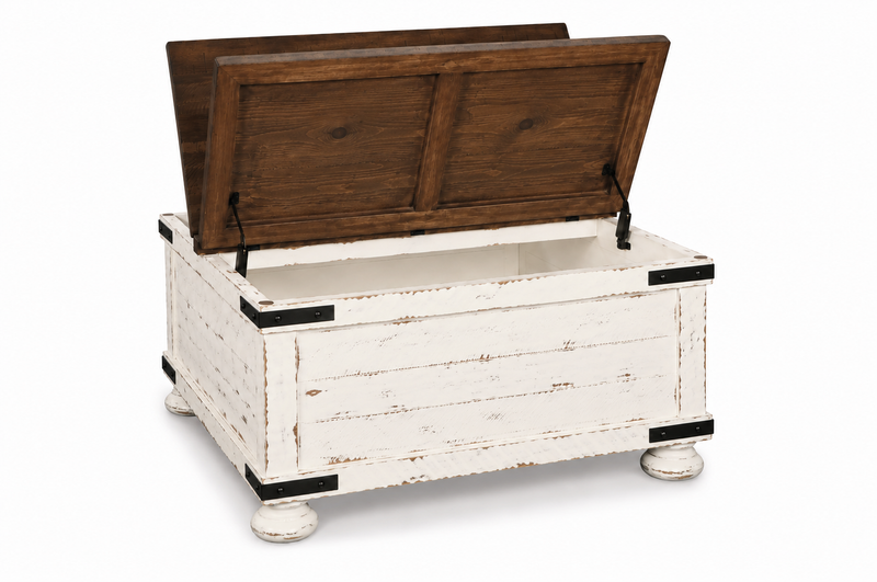 Croft 36” Country-Style Lift-Top Coffee Table with Storage - Mocha