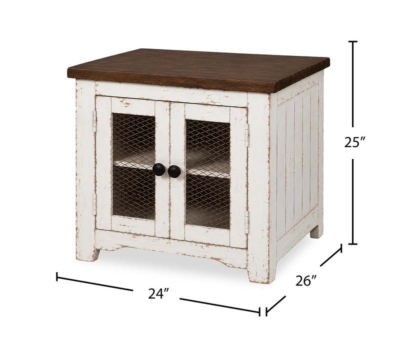 Croft 24” Country-Style End Table with Storage - Mocha