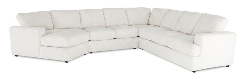 Made in Canada Customizable Sofa Lab Curve 4-Piece Left-Facing Sectional with Cuddler - Teddy Snow