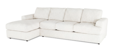 Made in Canada Customizable Sofa Lab Curve Left-Facing Fabric Sofa Chaise  – Teddy Snow | Sofa avec fauteuil long de gauche personnalisable Curve de Sofa Lab fabriqué au Canada en tissu - Teddy Snow