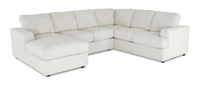 Made in Canada Customizable Sofa Lab Curve 3 Piece Left-Facing Fabric Sectional with Chaise – Teddy Snow 