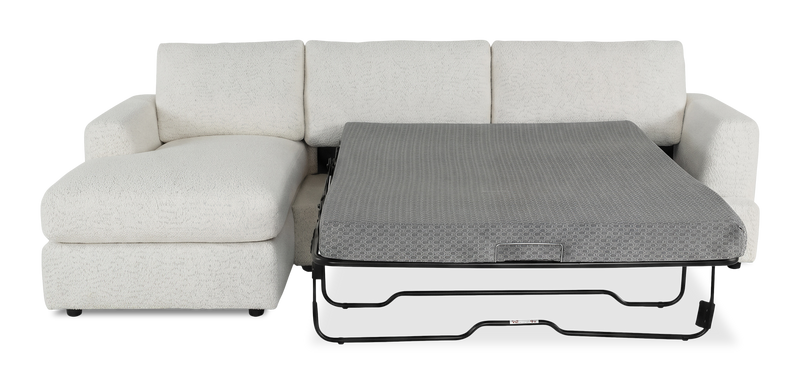 Made in Canada Customizable Sofa Lab Curve Fabric Left-Facing Sofabed Sectional - Teddy Snow