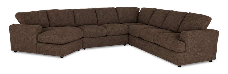 Made in Canada Customizable Sofa Lab Curve 4-Piece Left-Facing Sectional with Cuddler - Teddy Walnut
