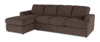 Made in Canada Customizable Sofa Lab Curve Fabric Left-Facing Sofabed Sectional - Teddy Walnut 