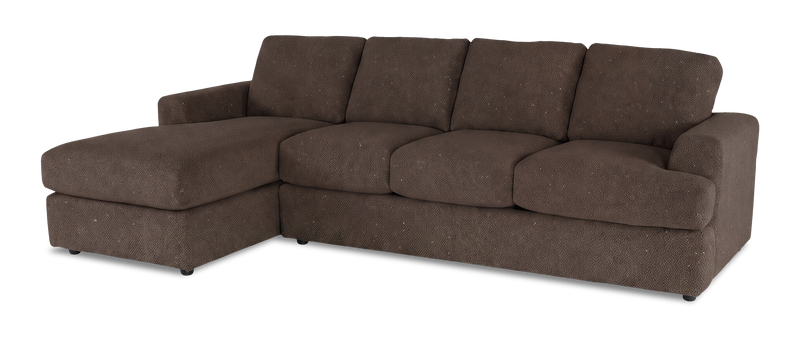 Made in Canada Customizable Sofa Lab Curve Fabric Left-Facing Sofabed Sectional - Teddy Walnut