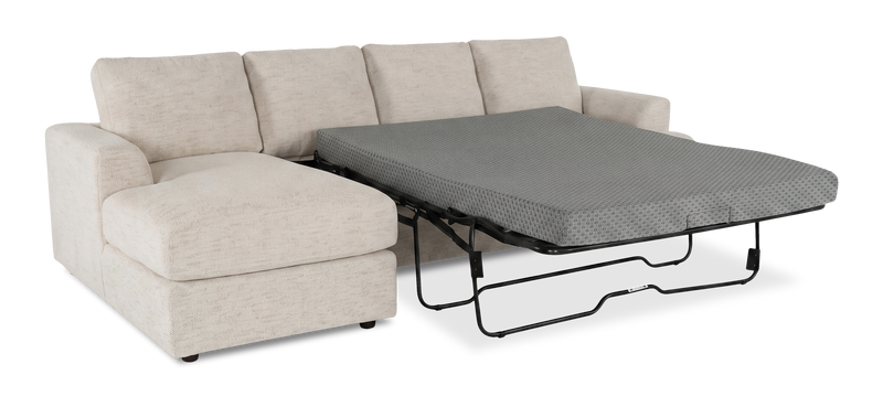 Made in Canada Customizable Sofa Lab Curve Fabric Left-Facing Sofabed Sectional - Chenille White