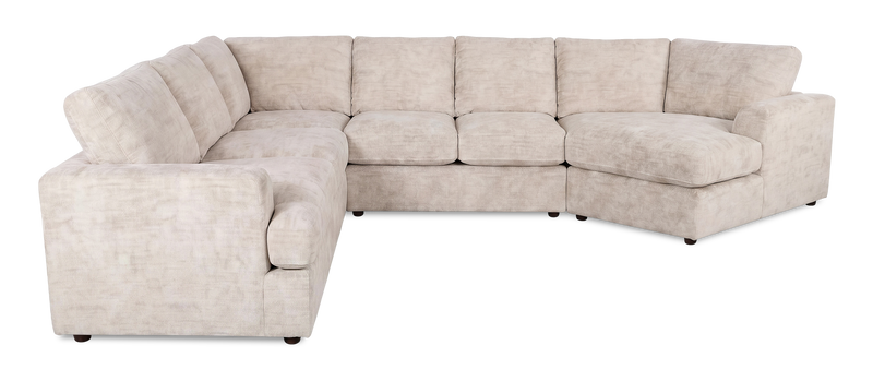 Made in Canada Customizable Sofa Lab Curve 4-Piece Right-Facing Sectional with Cuddler - Plush Parchment