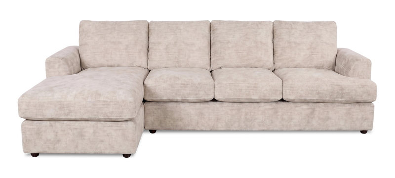 Made in Canada Customizable Sofa Lab Curve Left-Facing Fabric Sofa Chaise  – Plush Parchment