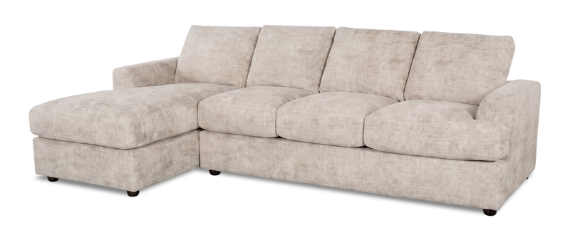Made in Canada Customizable Sofa Lab Curve Fabric Left-Facing Sofabed Sectional - Plush Parchment