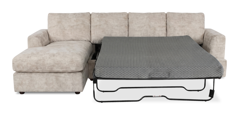 Made in Canada Customizable Sofa Lab Curve Fabric Left-Facing Sofabed Sectional - Plush Parchment