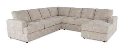 Made in Canada Customizable Sofa Lab Curve 4-Piece Right-Facing Sectional with Chaise - Plush Parchment | Sofa sectionnel de droite 4 pièces avec fauteuil long personnalisable Curve de Sofa Lab fabriqué au Canada en tissu - Plush Parchment