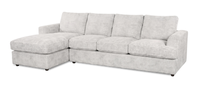 Made in Canada Customizable Sofa Lab Curve Left-Facing Fabric Sofa Chaise  – Plush Oyster | Sofa avec fauteuil long de gauche personnalisable Curve de Sofa Lab fabriqué au Canada en tissu - Plush Oyster