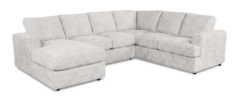 Made in Canada Customizable Sofa Lab Curve 3 Piece Left-Facing Fabric Sectional with Chaise – Plush Oyster