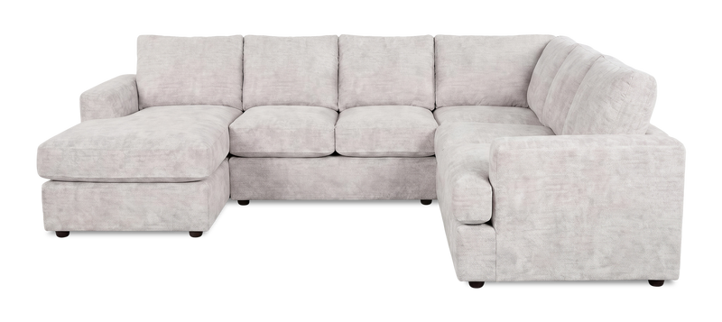 Made in Canada Customizable Sofa Lab Curve 3 Piece Left-Facing Fabric Sectional with Chaise – Plush Oyster