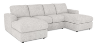 Made in Canada Customizable Sofa Lab Curve Fabric Double Chaise Sectional - Plush Oyster 