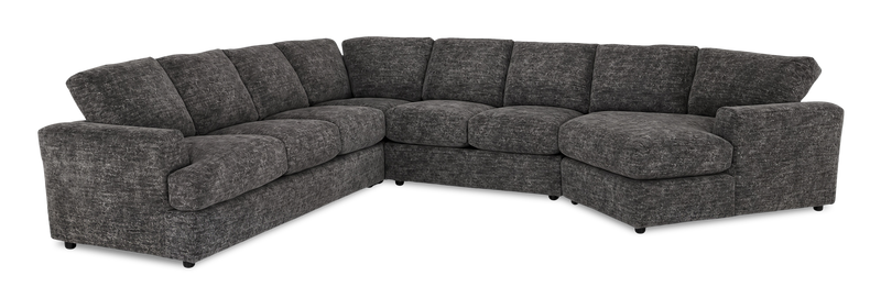 Made in Canada Customizable Sofa Lab Curve 4-Piece Right-Facing Sectional with Cuddler - Plush Charcoal 