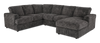 Made in Canada Customizable Sofa Lab Curve 3 Piece Right-Facing Fabric Sectional with Chaise – Plush Charcoal 