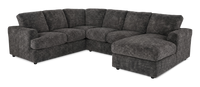 Made in Canada Customizable Sofa Lab Curve 3 Piece Right-Facing Fabric Sectional with Chaise – Plush Charcoal