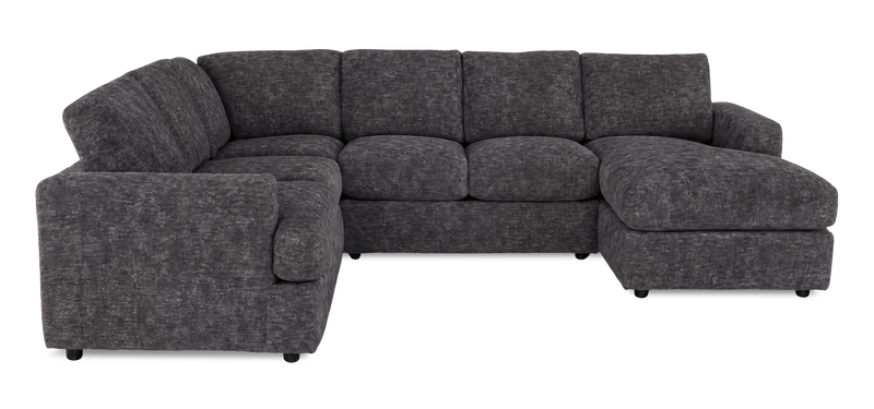 Made in Canada Customizable Sofa Lab Curve 3 Piece Right-Facing Fabric Sectional with Chaise – Plush Charcoal 