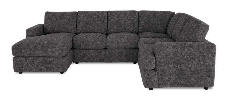 Made in Canada Customizable Sofa Lab Curve 3 Piece Left-Facing Fabric Sectional with Chaise – Plush Charcoal 