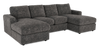 Made in Canada Customizable Sofa Lab Curve Fabric Double Chaise Sectional - Plush Charcoal 