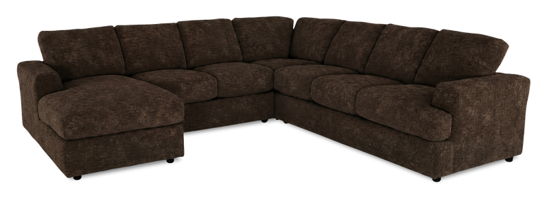 Made in Canada Customizable Sofa Lab Curve 4-Piece Left-Facing Sectional with Chaise - Plush Chocolate